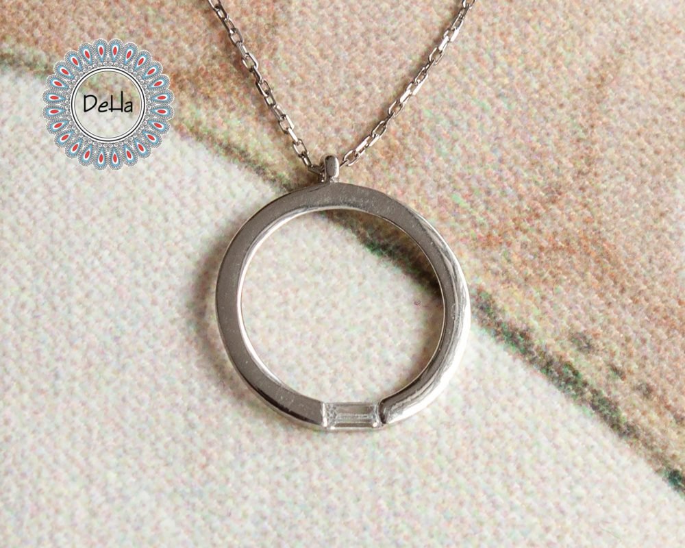 Hoop Necklace, Cz Pendant Necklace, Round Necklace, Necklace for Women, Round Pendant, Everyday Necklace, Necklace Gift, Cz Necklace, Elegant