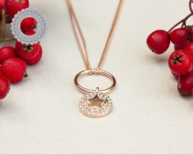 Elegant Round Star Necklace – Dainty CZ Circle Pendant Minimal Rose Gold Necklace - Image 4