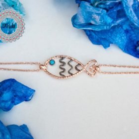 Fish Charm Aqua Blue Bracelet, Fish Bracelet, Aquamarine Bracelet, Fish Charm, Aquamarine Jewelry, Aquamarine Blue, Summer Bracelet, Fish