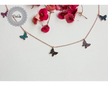 Hanging Butterflies Dangle Necklace, Butterfly Dangle, Butterfly Necklace, Butterflies, Dainty Necklace, Cz Necklace, Butterfly Gift, Dangle - Image 3