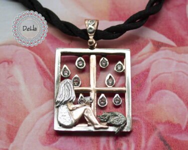 Unique Window Pendant Necklace 925 Sterling Silver – Modern Art 3D Pendant, Geometric Jewelry Gift for Her - Image 2