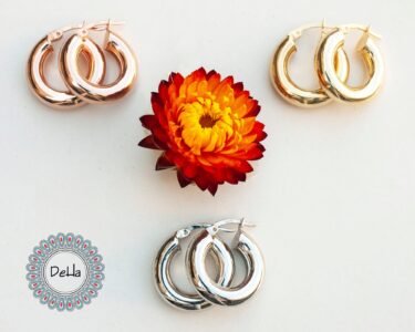 Bold Chunky Gold Hoop Earrings 925 Sterling Silver – Thick Minimal Hoops, Statement Jewelry Gift for Her - Image 7