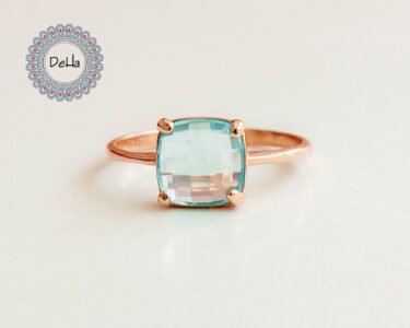 Sky Blue Topaz Ring Small - Simple Topaz Quartz Ring - Small Stackable Ring - Dainty Layer Ring - Sky Blue Topaz - December Birthstone - Image 3