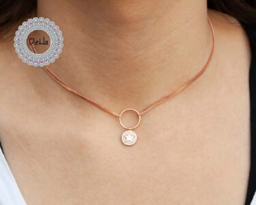 Elegant Round Star Necklace – Dainty CZ Circle Pendant Minimal Rose Gold Necklace - Image 2