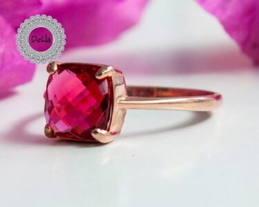 Red Quartz Ring – Minimal Square Gemstone Stackable Ring for Women - Image 5