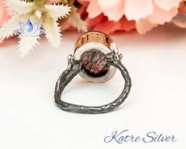 Black Rutilated Quartz Ring 925 Sterling Silver – Vintage Oval Gemstone Ring, Unique Statement Jewelry Gift for Her - Image 7