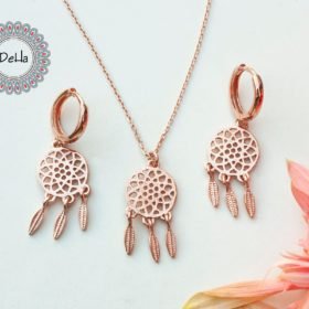 Rose Gold Plated Mini Dream Catcher Jewelry Set, Set of Dreamcatchers, Silver Dreamcatcher, Dream Catchers, Gift Set, Gift for Her