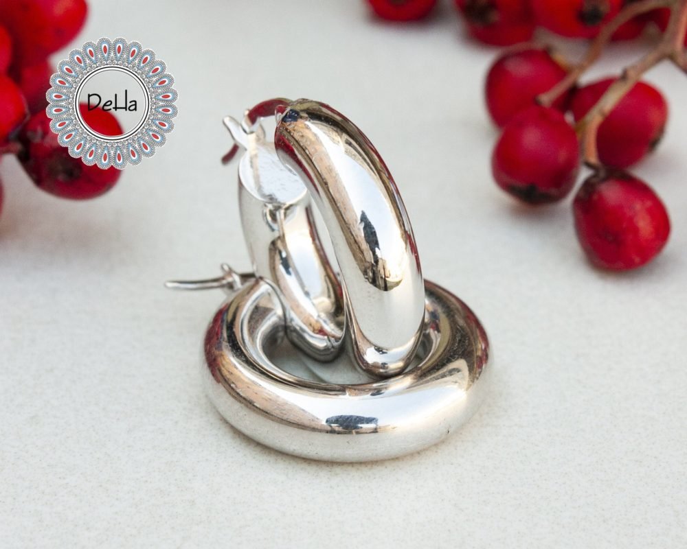 Thick Hoop Earrings, Chunky Hoops, Chunky Hoop Earrings, Everyday Hoops, Big Hoop Earrings, Statement Hoops, Sterling Silver Hoop, Silver