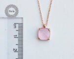 Tiny Rose Quartz Necklace in Rose Gold Plated, Small Gemstone Necklace, Pink Semi Precious Stone, Rose Gold Initial Necklace - Image 7