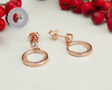 Dainty Round White Cz Earrings, Cz Stud Earrings, Cz Earrings, Rose Gold Earrings, Cz Jewelry, Women Earrings, Elegant Earrings, Circle - Image 6