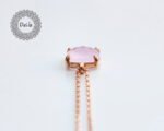 Tiny Rose Quartz Necklace in Rose Gold Plated, Small Gemstone Necklace, Pink Semi Precious Stone, Rose Gold Initial Necklace - Image 6