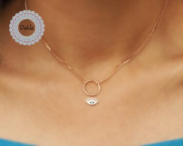 Rose Gold Evil Eye Necklace with Eyelashes, Eyelash Necklace, Evil Eye, Evil Eye Necklace, Eye Necklace, Eye, Evil, Eyelash, Mini Evil Eye - Image 4