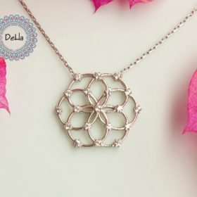 Flower of Life Hexagon Pendant, Hexagon Necklace, Sacred Geometry, Geometric Pendant, Hexagon Jewelry, Meditation Necklace, Yoga Pendant
