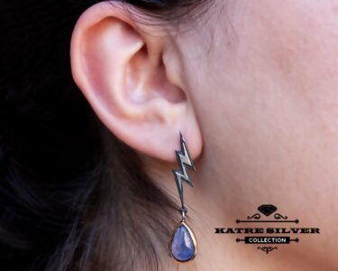 Blue Kyanite Earrings 925 Sterling Silver – Lightning Drop Earrings, Natural Gemstone Jewelry Gift for Her - Image 2