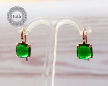 Emerald Quartz Earrings, Gemstone Earrings, Quartz Earrings, Silver Earrings, Rose Gold Earrings, Green Earrings, Gift for Her - Image 6