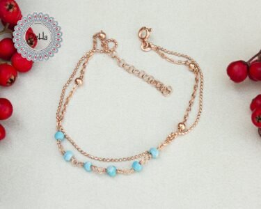 Double Chain Navajo Bracelet, Delicate Bracelet, Rose Gold Bracelet, Chain Bracelet, Turquoise Bracelet, Dainty Bracelet, Beach Bracelet - Image 5