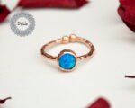 Rose Gold Blue Opal Ring, Unique Opal Ring, Opal Stacking Ring, Blue Opal Ring, Gold Opal Ring, Natural Opal Ring, Dainty Opal Ring - Image 2