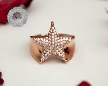 Rose Gold Plated Zircon Star Ring, Zircon Star Ring, Adjustable Star Ring, Dainty Star Ring, Star Band Ring, Cubic Zircon Ring, White Zircon - Image 3