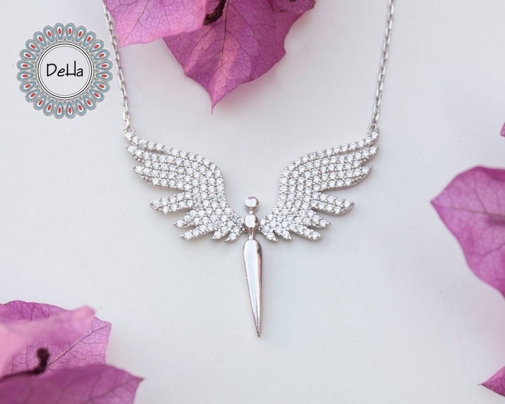 Sterling Silver Angel Necklace, Angel Necklaces, Angel Jewelry, Angel Wing Necklace, Angel Jewelry, Angel Wing, Angel Gift, Everyday Necklace