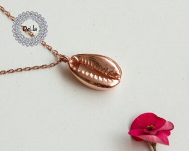 Solid Cowrie Pendant, Cowrie Necklace, Cowrie Jewelry, Cowrie, Long Necklace, Beach Necklace, Summer Necklace, Solid Necklace, Rose Gold - Image 2