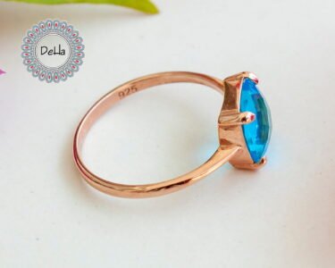 Elegant Swiss Blue Topaz Ring 925 Sterling Silver – Square Dainty Stacking Ring, December Birthstone Gift for Her - Image 7