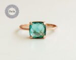 Small Aquamarine Ring - Simple Aquamarine Quartz Stack Ring - Small Stackable Ring - Mint Green Ring - March Gemstone - Aquamarine Ring - Image 3