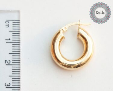 Bold Chunky Gold Hoop Earrings 925 Sterling Silver – Thick Minimal Hoops, Statement Jewelry Gift for Her - Image 5