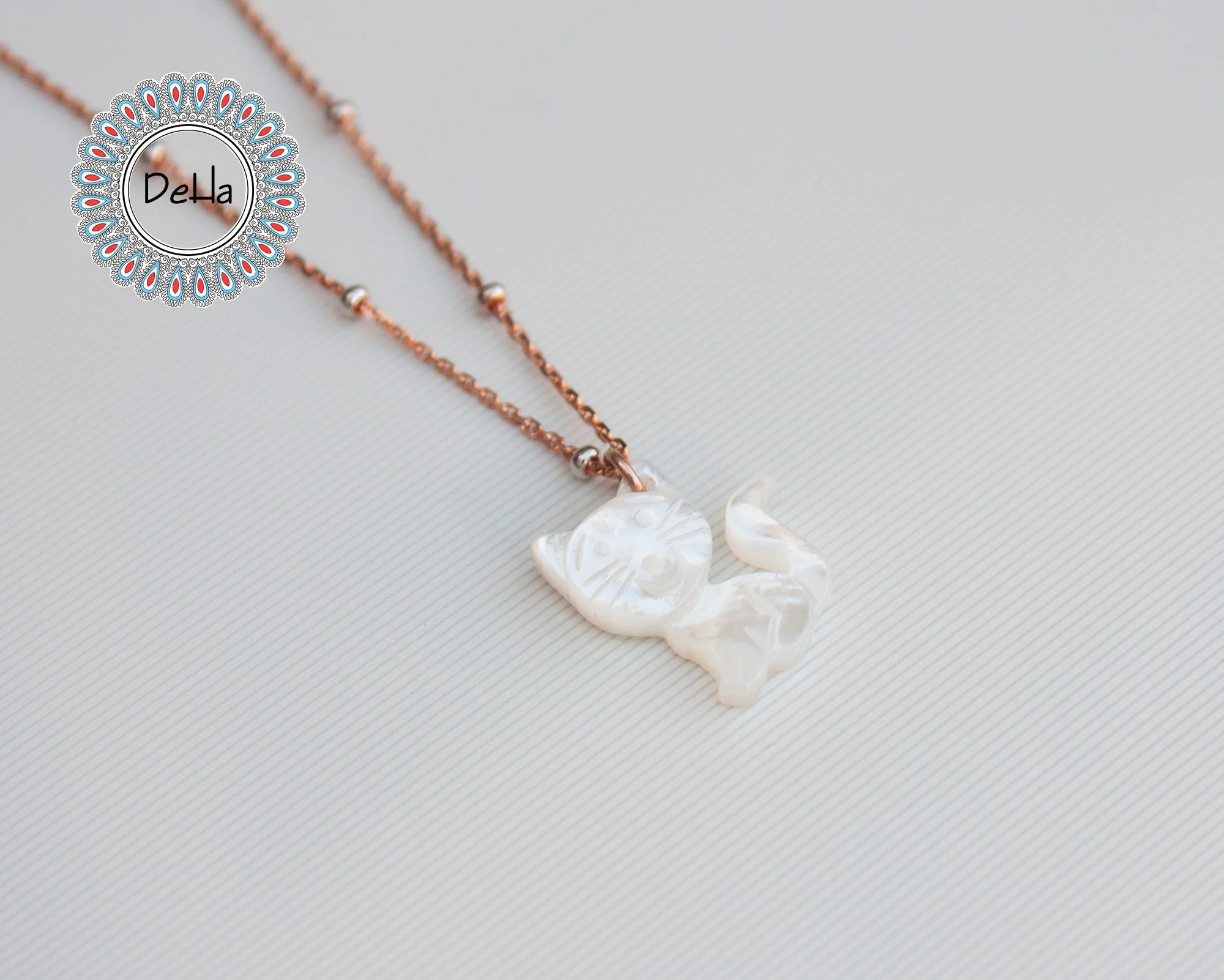 Cute White Shell Cat Necklace 925 Sterling Silver – Dainty Cat Lover Jewelry, Ocean Gift for Her - Image 4