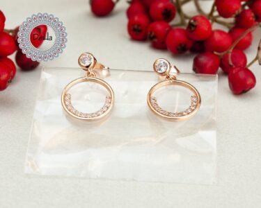 Dainty Round White Cz Earrings, Cz Stud Earrings, Cz Earrings, Rose Gold Earrings, Cz Jewelry, Women Earrings, Elegant Earrings, Circle - Image 5