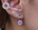 Cute Rose Quartz Earrings, Rose Quartz, Pink Earrings, Quartz Earrings, Rose Gold Plated, Pink Stone Earrings, Gift For Her - Image 2