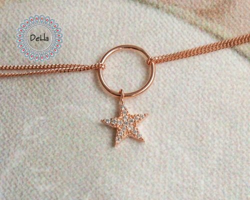 Silver Hoop Necklace, Rose Gold Star, Cz Pendant Necklace, Star Necklace, Star Jewelry, Star Pendant, Ring Necklace, Necklace Gift, Necklace