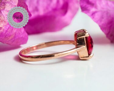 Red Quartz Ring – Minimal Square Gemstone Stackable Ring for Women - Image 7