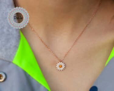 Small Daisy Necklace, Daisy Charm, Daisy Pendant, Daisy Necklace, Rose Necklace, Rose Gold Pendant, Daisy Jewellery, Daisy Flower, Small Charm - Image 2