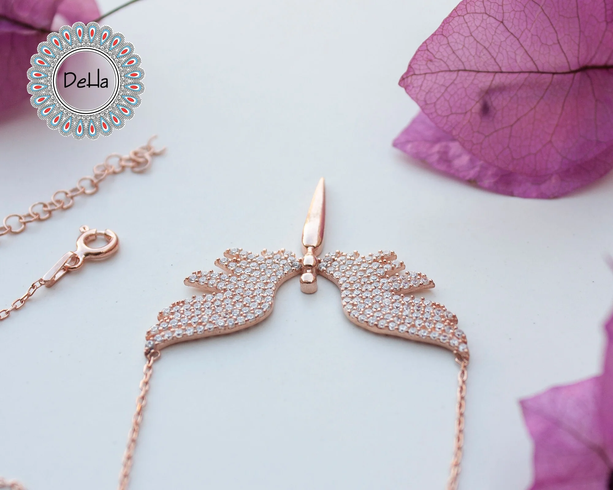 Elegant Angel Necklace – Rose Gold Angel Wing CZ Pendant Minimal Necklace for Women - Image 5