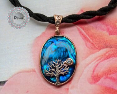 Tree and Full Moon, Full Moon Pendant, Natural Sea Shell, Tree and Moon, Sea Shell Pendant, Art Pendant, Art Jewelry, Sea Shell, Gift for Her - Image 2