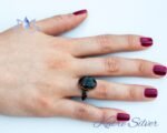 Black Rutilated Quartz Ring, Oxidized Silver Ring, Sterling Silver Ring, Black Silver Ring, Vintage Oval Ring, Anniversary Gift for Her - Image 2