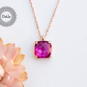 Pink Tourmaline Necklace 925 Sterling Silver, Crystal Necklace, Layered Necklace, Bridesmaid, Everyday Jewelry, Simple Necklace, Minimalist