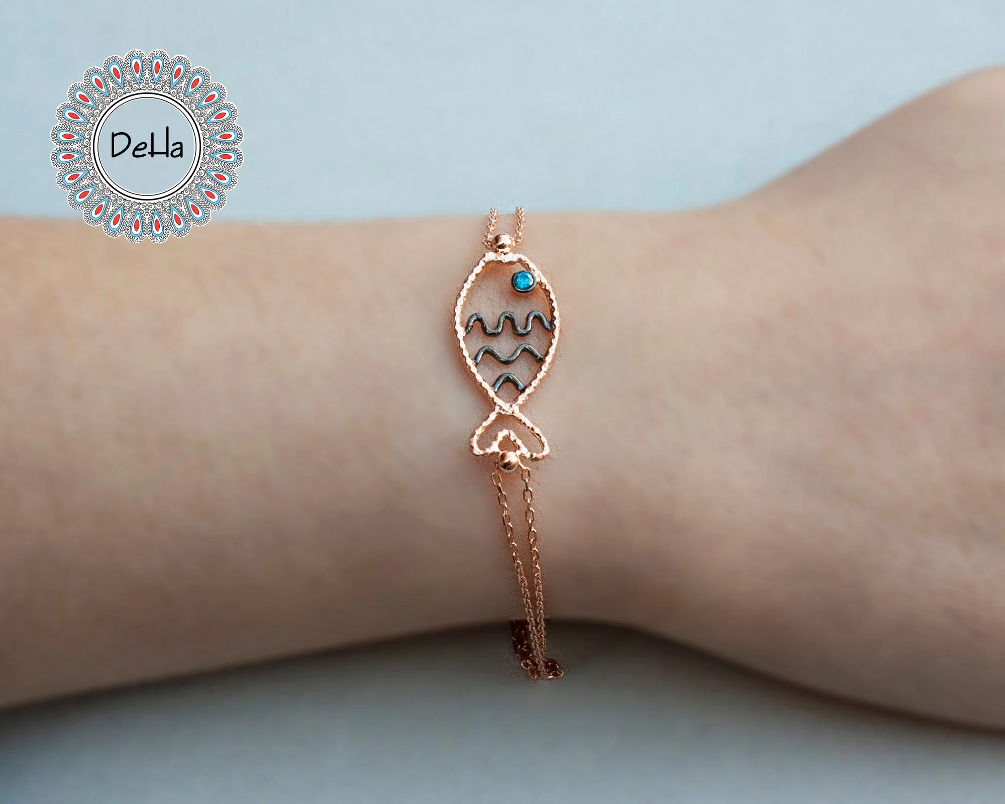 Elegant Fish Charm Bracelet – Aquamarine Blue Minimal Summer Bracelet Gift for Women - Image 6