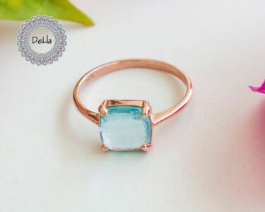 Sky Blue Topaz Ring Small - Simple Topaz Quartz Ring - Small Stackable Ring - Dainty Layer Ring - Sky Blue Topaz - December Birthstone - Image 5