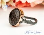 Black Rutilated Quartz Ring, Oxidized Silver Ring, Sterling Silver Ring, Black Silver Ring, Vintage Oval Ring, Anniversary Gift for Her - Image 4