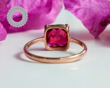Red Quartz Ring – Minimal Square Gemstone Stackable Ring for Women - Image 9