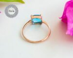Swiss Blue Topaz Ring Small - Square Topaz Quartz Ring - December Birthstone - Stackable Rings - Small Layering Ring - Dark Topaz Ring - Image 9