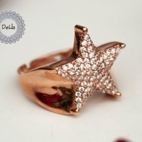 Rose Gold Plated Zircon Star Ring, Zircon Star Ring, Adjustable Star Ring, Dainty Star Ring, Star Band Ring, Cubic Zircon Ring, White Zircon