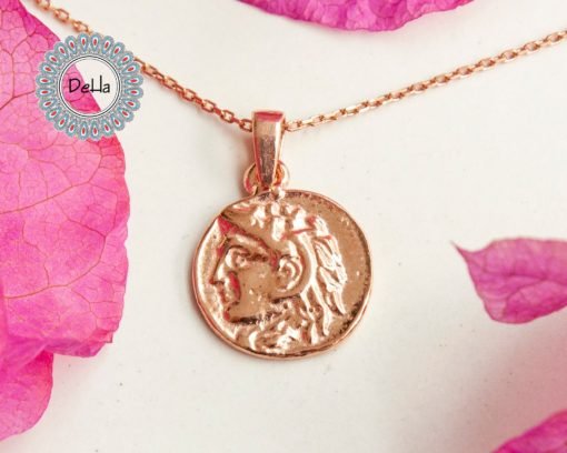 Rose Gold Plated Old Coin Pendant, Old Coin Pendant, Old Coin Necklace, Ancient Coin Pendant, Antique Coin Gift, Rose Gold Pendant