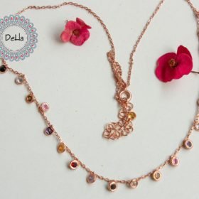 Rose Cz Dangle Necklace, Dainty Necklace, Cz Necklace, Colorful Necklace, Dangling Necklace, Rose Gold Necklace, Rose Gold Jewelry, Dangle