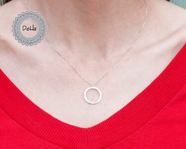 CZ Pendant Necklace 925 Sterling Silver – Round Hoop Necklace, Minimal Elegant Jewelry Gift for Her - Image 2