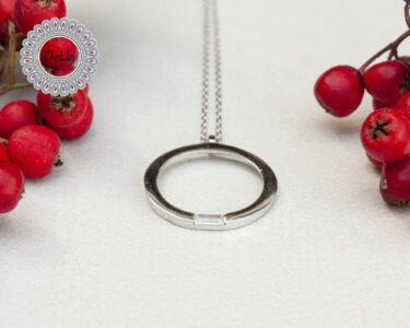 CZ Pendant Necklace 925 Sterling Silver – Round Hoop Necklace, Minimal Elegant Jewelry Gift for Her - Image 3