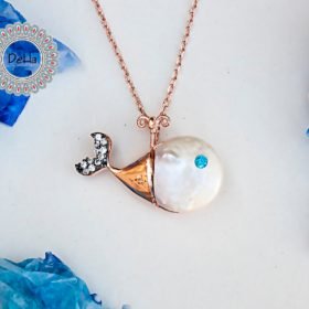 Silver Fish Unique Necklace, Fish Necklace, Fish Charm, Fish Pendant, Mother of Pearl, Vintage Necklace, Pearl Jewelry, Fish Jewelry, Fish