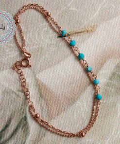 Double Chain Navajo Bracelet, Delicate Bracelet, Rose Gold Bracelet, Chain Bracelet, Turquoise Bracelet, Dainty Bracelet, Beach Bracelet