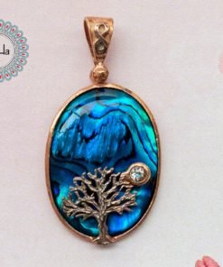 Tree and Full Moon, Full Moon Pendant, Natural Sea Shell, Tree and Moon, Sea Shell Pendant, Art Pendant, Art Jewelry, Sea Shell, Gift for Her